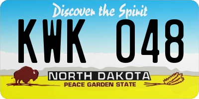 ND license plate KWK048