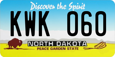 ND license plate KWK060