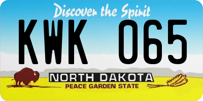 ND license plate KWK065