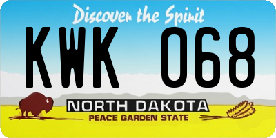ND license plate KWK068