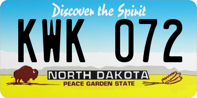 ND license plate KWK072