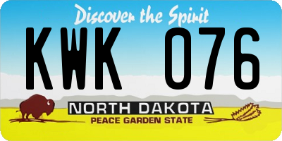 ND license plate KWK076