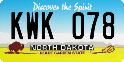 ND license plate KWK078
