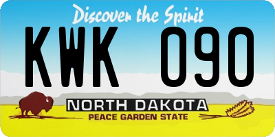 ND license plate KWK090