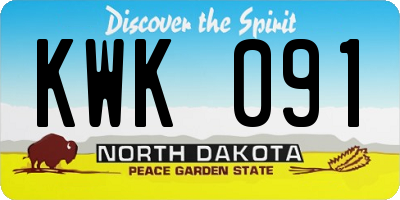 ND license plate KWK091