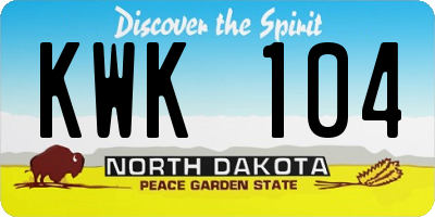ND license plate KWK104