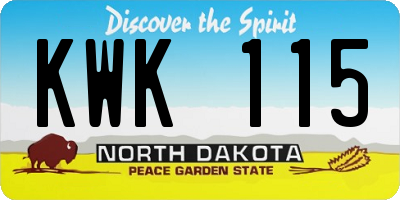 ND license plate KWK115