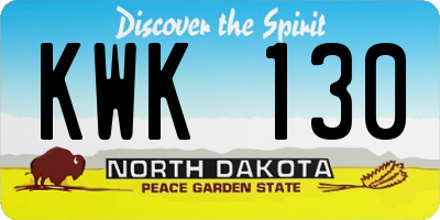 ND license plate KWK130
