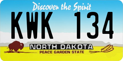 ND license plate KWK134