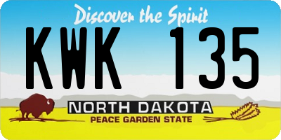 ND license plate KWK135