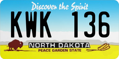 ND license plate KWK136