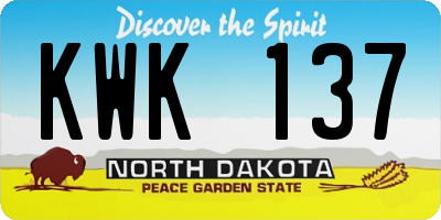 ND license plate KWK137