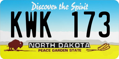 ND license plate KWK173