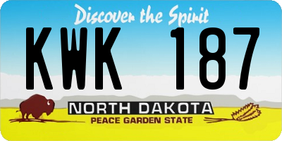 ND license plate KWK187