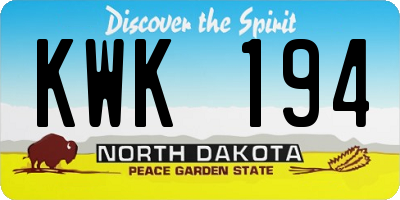 ND license plate KWK194