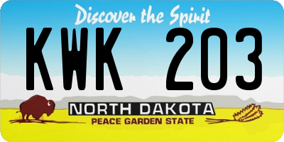 ND license plate KWK203