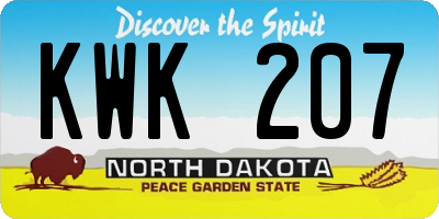 ND license plate KWK207