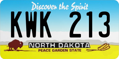 ND license plate KWK213