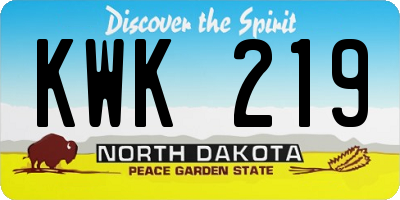 ND license plate KWK219
