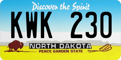 ND license plate KWK230