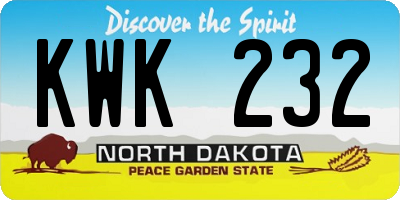 ND license plate KWK232