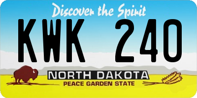 ND license plate KWK240