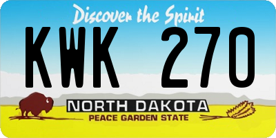 ND license plate KWK270