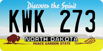ND license plate KWK273