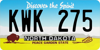 ND license plate KWK275