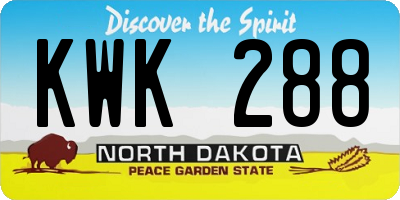 ND license plate KWK288