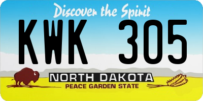 ND license plate KWK305
