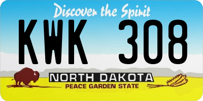 ND license plate KWK308