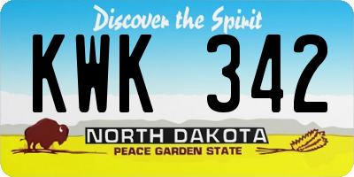 ND license plate KWK342
