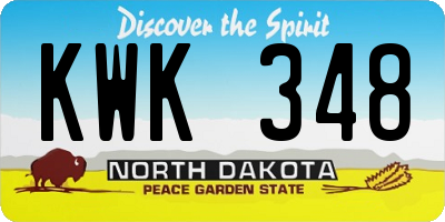 ND license plate KWK348