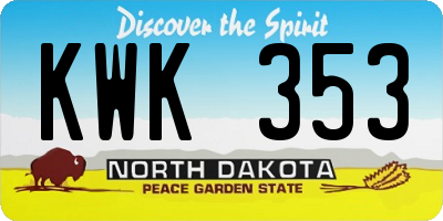 ND license plate KWK353