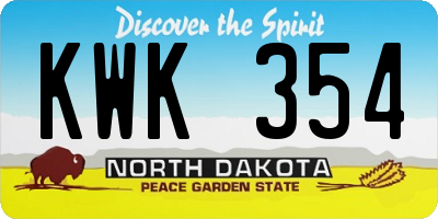 ND license plate KWK354