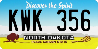 ND license plate KWK356