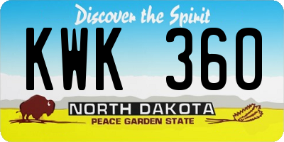 ND license plate KWK360