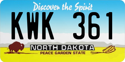 ND license plate KWK361