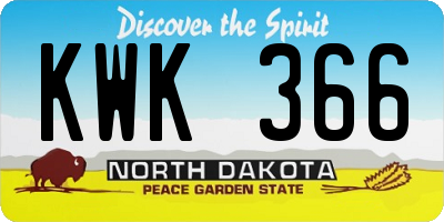 ND license plate KWK366