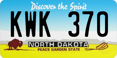 ND license plate KWK370
