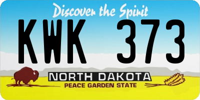 ND license plate KWK373