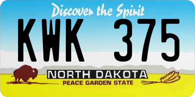 ND license plate KWK375