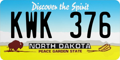 ND license plate KWK376