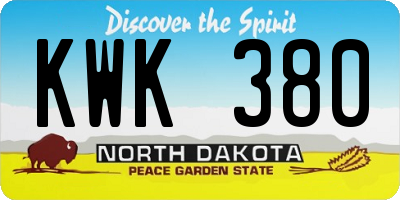 ND license plate KWK380