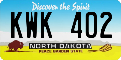 ND license plate KWK402