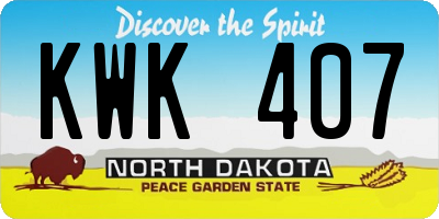 ND license plate KWK407