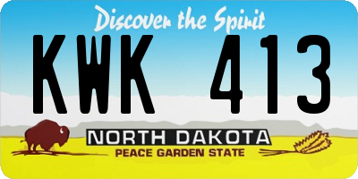 ND license plate KWK413