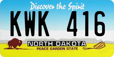 ND license plate KWK416