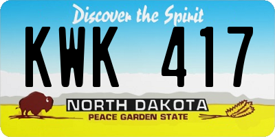 ND license plate KWK417